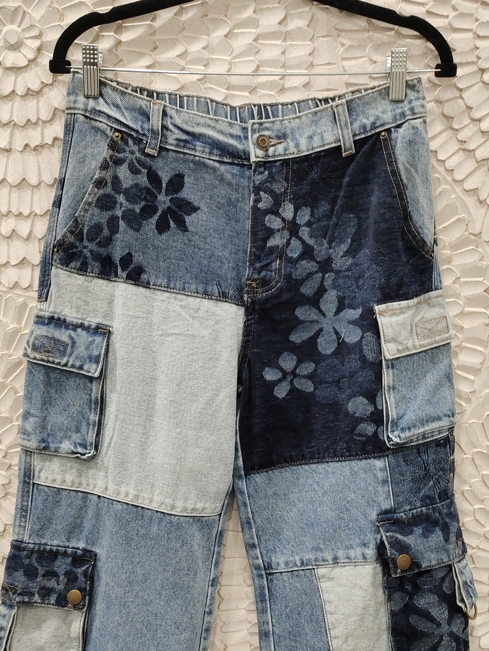 Oli & Hali Blue Patchwork Floral Cargo Jeans - Picture 5 of 10